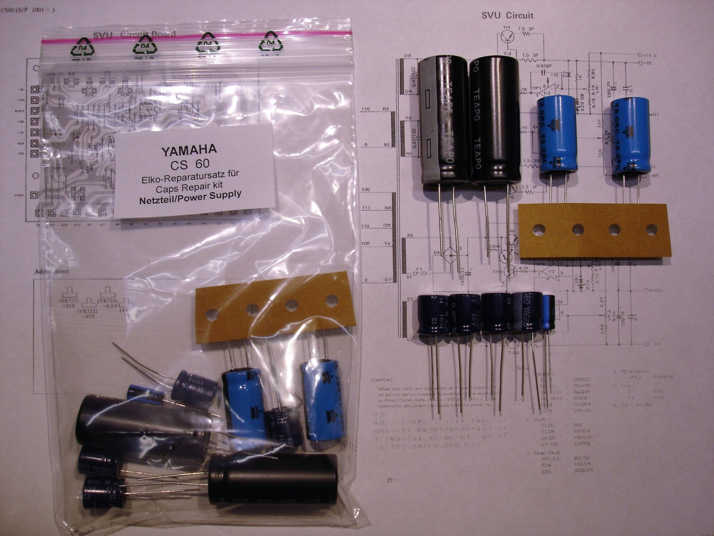 YAMAHA CS 60 Elektrolyt-Kondensator-Set für NETZTEIL recap repair
