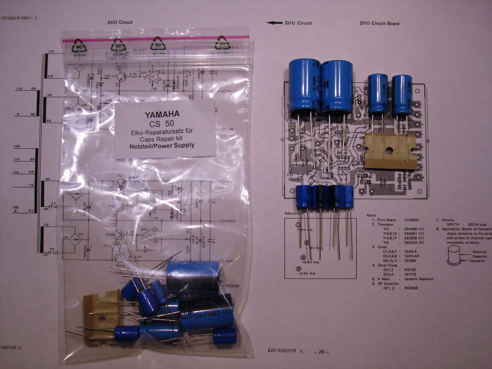 YAMAHA CS 50 Elektrolyt-Kondensator Set für Netzteil recap repair