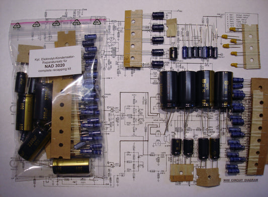 NAD 3020 Elektrolyt-Kondensator-Set komplett QUALITÄT WÄHLBAR recap repair
